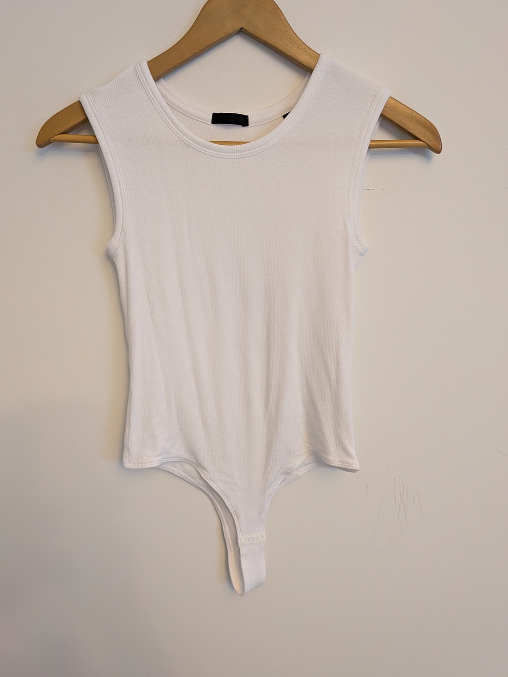 ATM Anthony Thomas Melillo White Ribbed Sleeveless Bodysuit